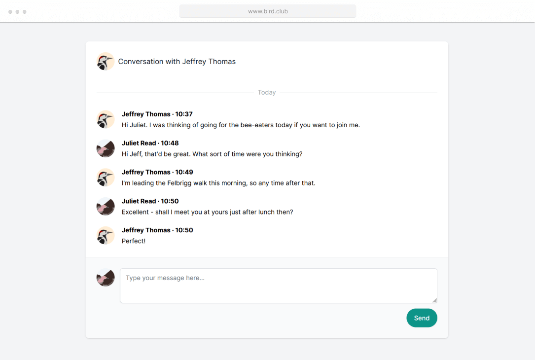 Screenshot of the conversation page